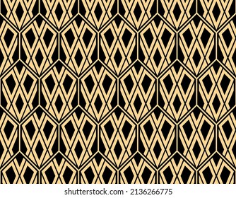 Abstract geometric pattern. A seamless vector background. Gold and black ornament. Graphic modern pattern. Simple lattice graphic design