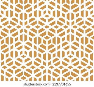 Abstract geometric pattern. A seamless vector background. White and gold ornament. Graphic modern pattern. Simple lattice graphic design
