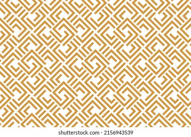 Abstract geometric pattern. A seamless vector background. White and gold ornament. Graphic modern pattern. Simple lattice graphic design