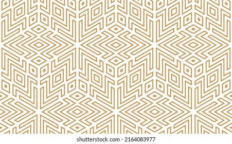 Abstract geometric pattern. A seamless vector background. White and gold ornament. Graphic modern pattern. Simple lattice graphic design