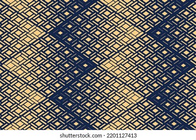 Abstract geometric pattern. Seamless vector background. Gold and dark blue halftone. Graphic modern pattern. Simple lattice graphic design