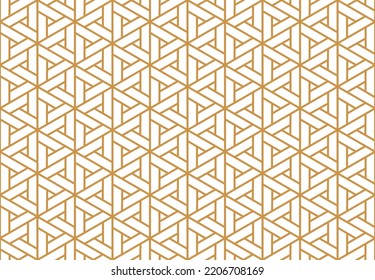 Abstract geometric pattern. A seamless vector background. White and gold ornament. Graphic modern pattern. Simple lattice graphic design