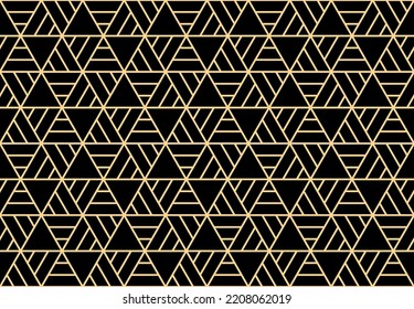 Abstract geometric pattern. A seamless vector background. Gold and black ornament. Graphic modern pattern. Simple lattice graphic design