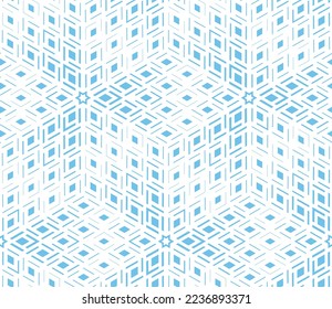 Abstract geometric pattern. A seamless vector background. White and blue ornament. Graphic modern pattern. Simple lattice graphic design