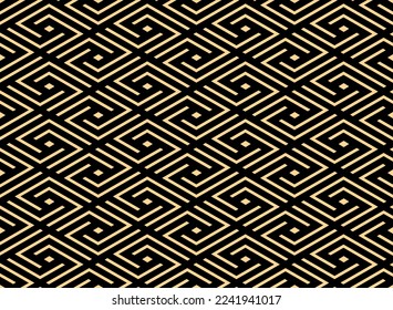 Abstract geometric pattern. A seamless vector background. Gold and black ornament. Graphic modern pattern. Simple lattice graphic design