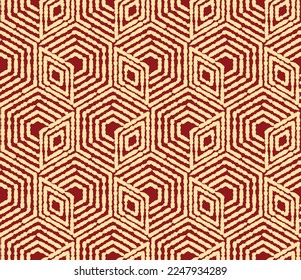 Abstract geometric pattern. A seamless vector background. Gold and red ornament. Graphic modern pattern. Simple lattice graphic design