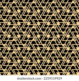 Abstract geometric pattern. A seamless vector background. Gold and black ornament. Graphic modern pattern. Simple lattice graphic design