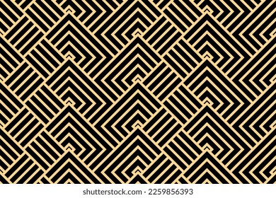 Abstract geometric pattern. A seamless vector background. Gold and black ornament. Graphic modern pattern. Simple lattice graphic design
