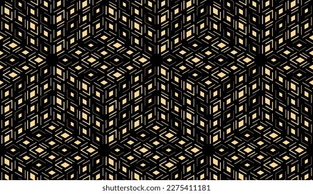 Abstract geometric pattern. A seamless vector background. Gold and black ornament. Graphic modern pattern. Simple lattice graphic design