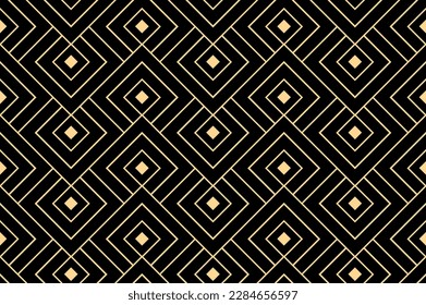 Abstract geometric pattern. A seamless vector background. Gold and black ornament. Graphic modern pattern. Simple lattice graphic design