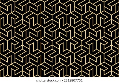 Abstract geometric pattern. A seamless vector background. Gold and black ornament. Graphic modern pattern. Simple lattice graphic design