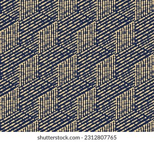 Abstract geometric pattern. A seamless vector background. Gold and dark blue ornament. Graphic modern pattern. Simple lattice graphic design
