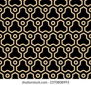 Abstract geometric pattern. A seamless vector background. Gold and black ornament. Graphic modern pattern. Simple lattice graphic design