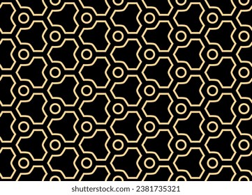 Abstract geometric pattern. A seamless vector background. Gold and black ornament. Graphic modern pattern. Simple lattice graphic design