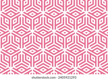 Abstract geometric pattern. A seamless vector background. White and pink ornament. Graphic modern pattern. Simple lattice graphic design