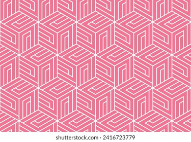 Abstract geometric pattern. A seamless vector background. White and pink ornament. Graphic modern pattern. Simple lattice graphic design