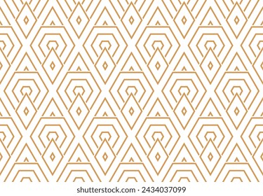 Abstract geometric pattern. A seamless vector background. White and gold ornament. Graphic modern pattern. Simple lattice graphic design