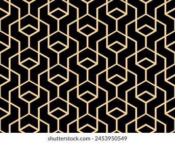 Abstract geometric pattern. A seamless vector background. Gold and black ornament. Graphic modern pattern. Simple lattice graphic design