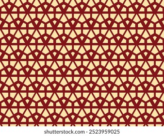 Abstract geometric pattern. A seamless vector background. Golden and red ornament. Graphic modern pattern. Simple lattice graphic design