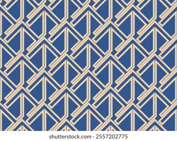 Abstract geometric pattern. A seamless vector background. Golden and dark blue ornament. Graphic modern pattern. Simple lattice graphic design