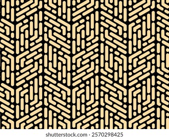 Abstract geometric pattern. A seamless vector background. Golden and black ornament. Graphic modern pattern. Simple lattice graphic design