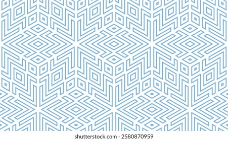 Abstract geometric pattern. A seamless vector background. White and blue ornament. Graphic modern pattern. Simple lattice graphic design