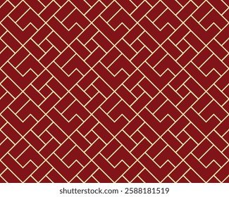 Abstract geometric pattern. A seamless vector background. Golden and red ornament. Graphic modern pattern. Simple lattice graphic design