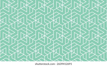 Abstract geometric pattern. A seamless vector background. White and green ornament. Graphic modern pattern. Simple lattice graphic design