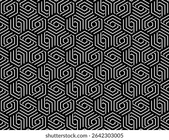 Abstract geometric pattern. A seamless vector background. White and black ornament. Graphic modern pattern. Simple lattice graphic design.