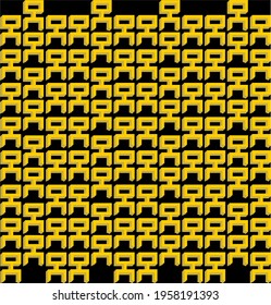 Abstract geometric pattern with shaded box shape. Stylish texture in gold color and black background. Seamless linear pattern.