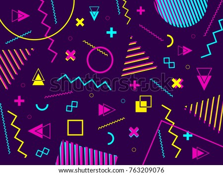 Abstract geometric pattern with geometric shapes. 80s retro  futurism style. Vector illustration background.