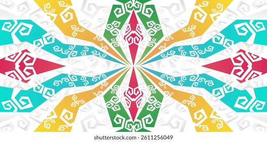 abstract geometric pattern with shapes colorful ethnic patterned isolated white backgrounds for business card template, banner, flyer, covering calendar, web banner, sign, website header, landing page