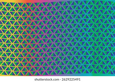 Padrão geométrico abstrato com triângulos mutáveis e cores vibrantes.