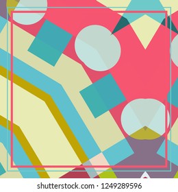 Abstract geometric pattern for silk scarf shawl design. Ethnic motif for textile fabric print. Geometrical ornament with shapes and lines elements, colorful background