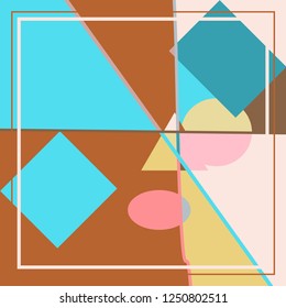 Abstract geometric pattern for silk scarf shawl design. Ethnic motif for textile fabric print. Geometrical ornament with shapes and lines elements, colorful background