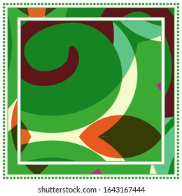 Abstract geometric pattern for silk scarf, hijab, shawl design. Ethnic motif for textile fabric print. Geometrical ornament with shapes and lines elements, colorful background