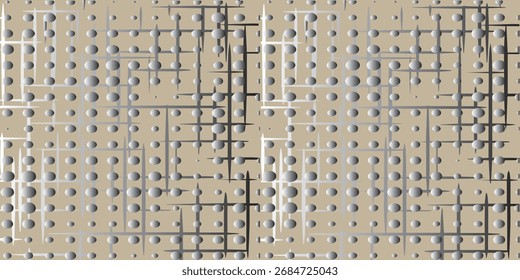 Patrón geométrico Abstractas con esferas y líneas plateadas en Beig