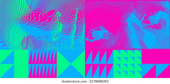 Abstract geometric pattern with simple shapes. Eye. Close-up portrait of a man. Digital vision. Vector illustration for brochure, poster, invitation, poster, textile print, presentation or banner.