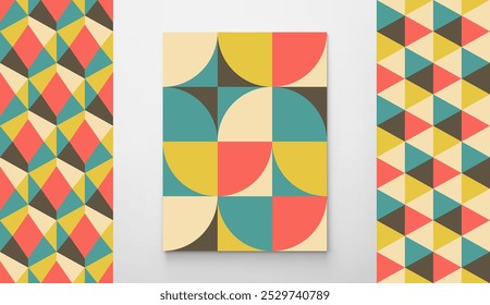 Abstract geometric pattern with simple shapes. Vector illustration for brochure, poster, card, invitation, poster, textile print, presentation, flyer or banner.