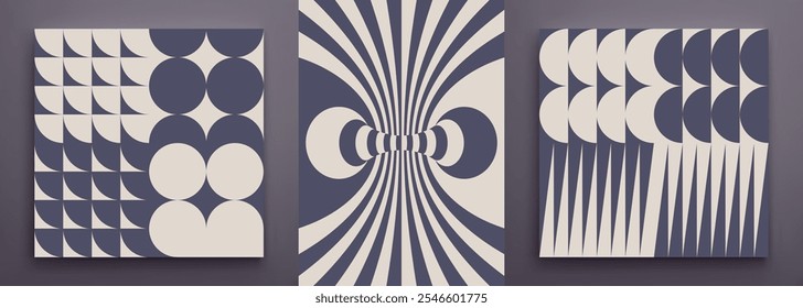 Abstract geometric pattern with simple shapes. Psychedelic stripes. Vector illustration for brochure, poster, card, invitation, poster, textile print, presentation, flyer or banner.