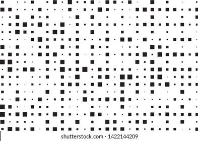 Abstract geometric pattern with small and large squares. Design element for web banners, posters, cards, wallpapers, backdrops, panels Black and white color Vector illustration