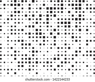 Abstract geometric pattern with small and large squares. Design element for web banners, posters, cards, wallpapers, backdrops, panels Black and white color Vector illustration