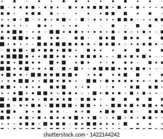 Abstract geometric pattern with small and large squares. Design element for web banners, posters, cards, wallpapers, backdrops, panels Black and white color Vector illustration