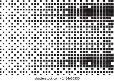 Abstract geometric pattern with small and large squares. Design element for web banners, posters, cards, wallpapers, backdrops, panels Black and white color Vector illustration