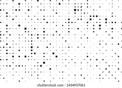 Abstract geometric pattern with small and large squares. Design element for web banners, posters, cards, wallpapers, backdrops, panels Black and white color Vector illustration
