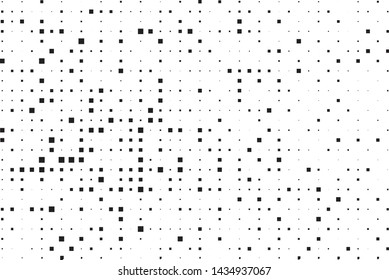 Abstract geometric pattern with small and large squares. Design element for web banners, posters, cards, wallpapers, backdrops, panels Black and white color Vector illustration