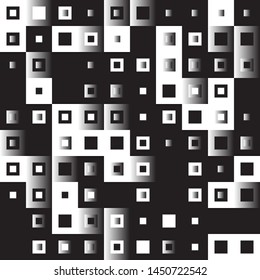 Abstract geometric pattern with small and large squares. Design element for web banners, posters, cards, wallpapers, backdrops, panels Black and white color Vector illustration
