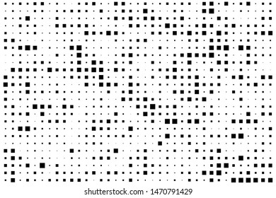 Abstract geometric pattern with small and large squares. Design element for web banners, posters, cards, wallpapers, backdrops, panels Black and white color Vector illustration