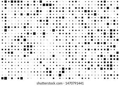 Abstract geometric pattern with small and large squares. Design element for web banners, posters, cards, wallpapers, backdrops, panels Black and white color Vector illustration