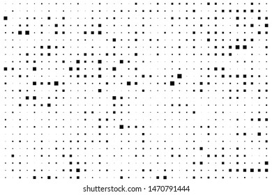 Abstract geometric pattern with small and large squares. Design element for web banners, posters, cards, wallpapers, backdrops, panels Black and white color Vector illustration